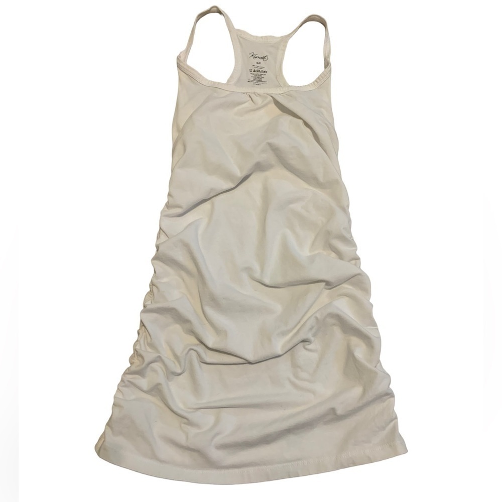💙 Kismet White Ribbed Ruched Side Racerback Tank Top - Size S/P